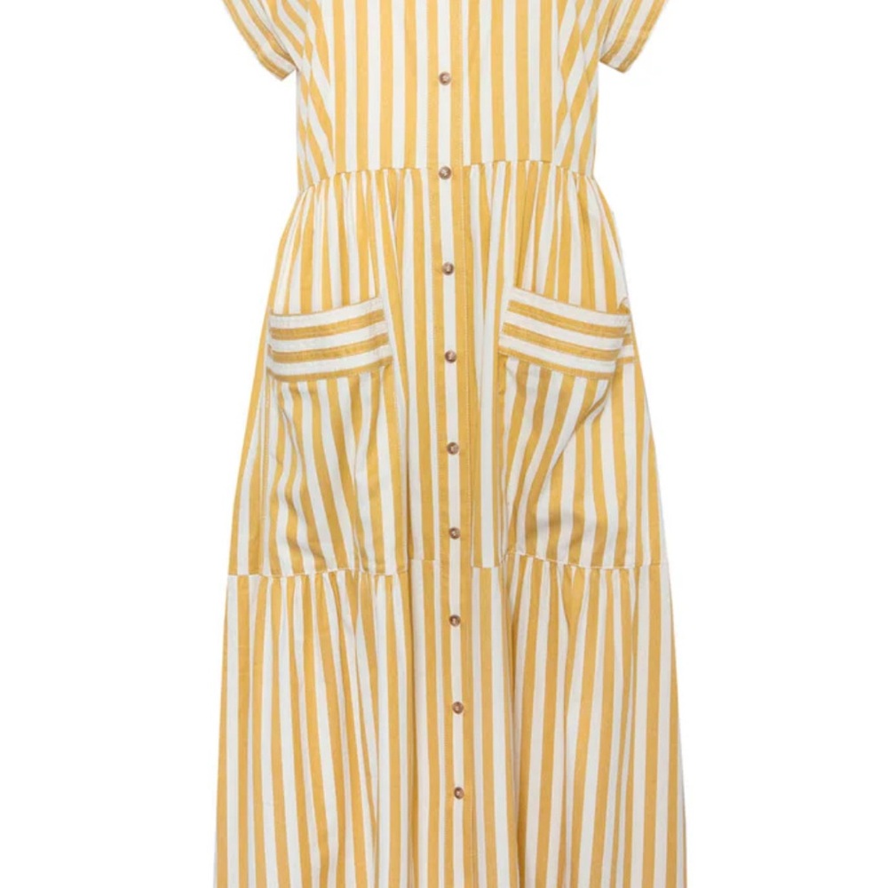 HUNTER BELL Yellow and White Striped Sarah Dress